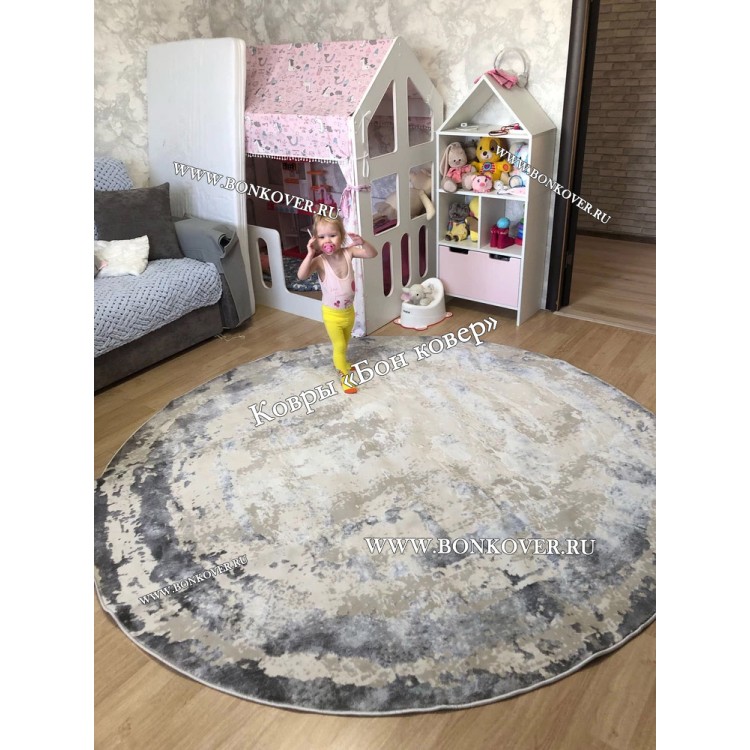 Ковер в гостиную дизайн 08 Серый Круг