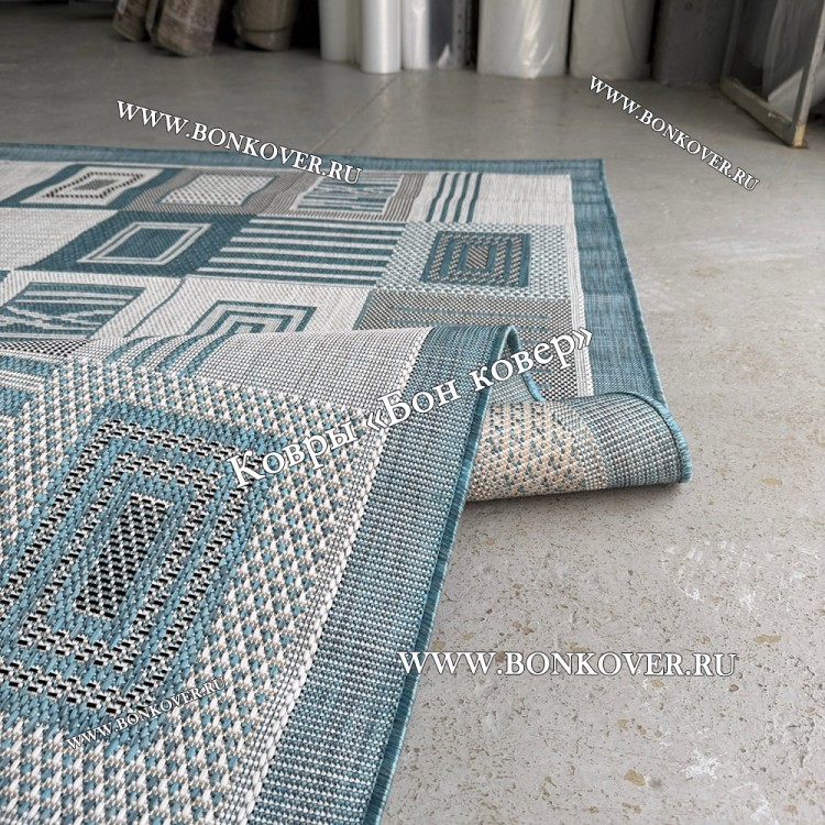 Безворсовый Ковер Дизайн 30818 Голубой